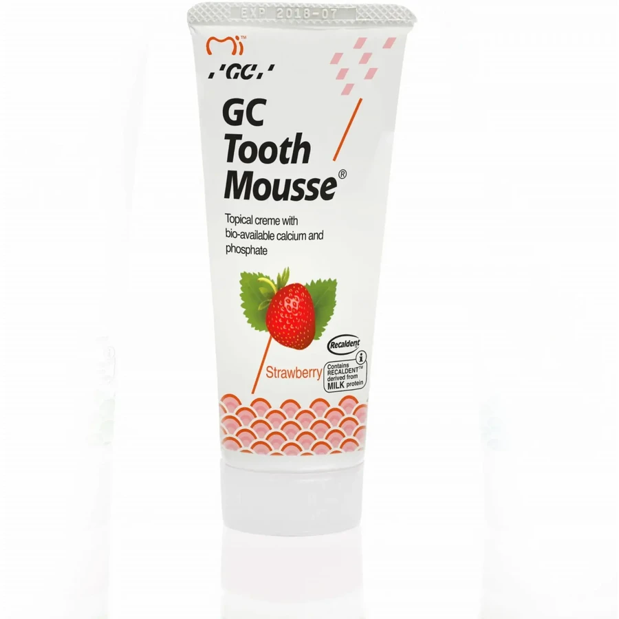 GC Tandmousse, lokale pasta, aardbeiensmaak, fluoridevrij, 35 ml