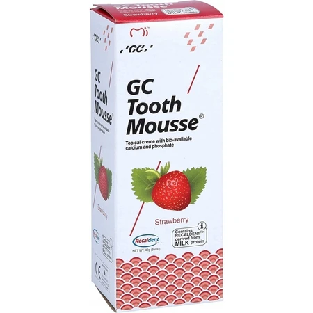 GC Tandmousse, lokale pasta, aardbeiensmaak, fluoridevrij, 35 ml