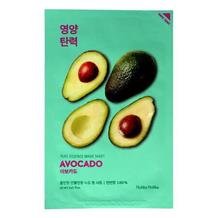 Holika Holika, Pure Essence Mask Sheet Avocado, katoenen bladmasker, 1 stuk