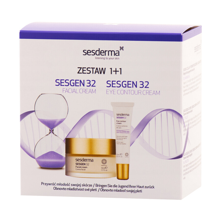 Set Sesderma Sesgen 32, cremă nutritivă cu activare celulară, 50 ml + cremă pentru îmbunătățirea conturului ochilor, 15 ml