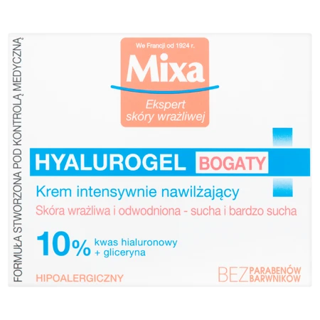 Mixa Hyalurogel, 24h moisturizing cream, rich, dry and very dry skin, 50 ml