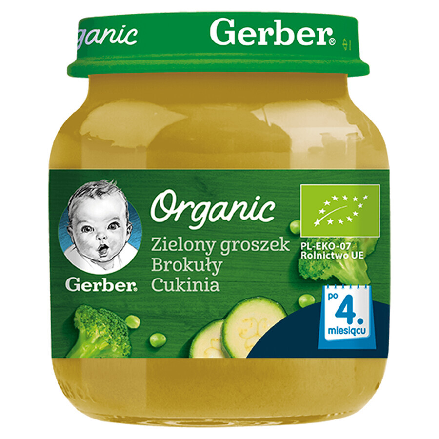 Gerber Bio Lunch, groene erwten, broccoli, courgette, na 4 maanden, 125 g