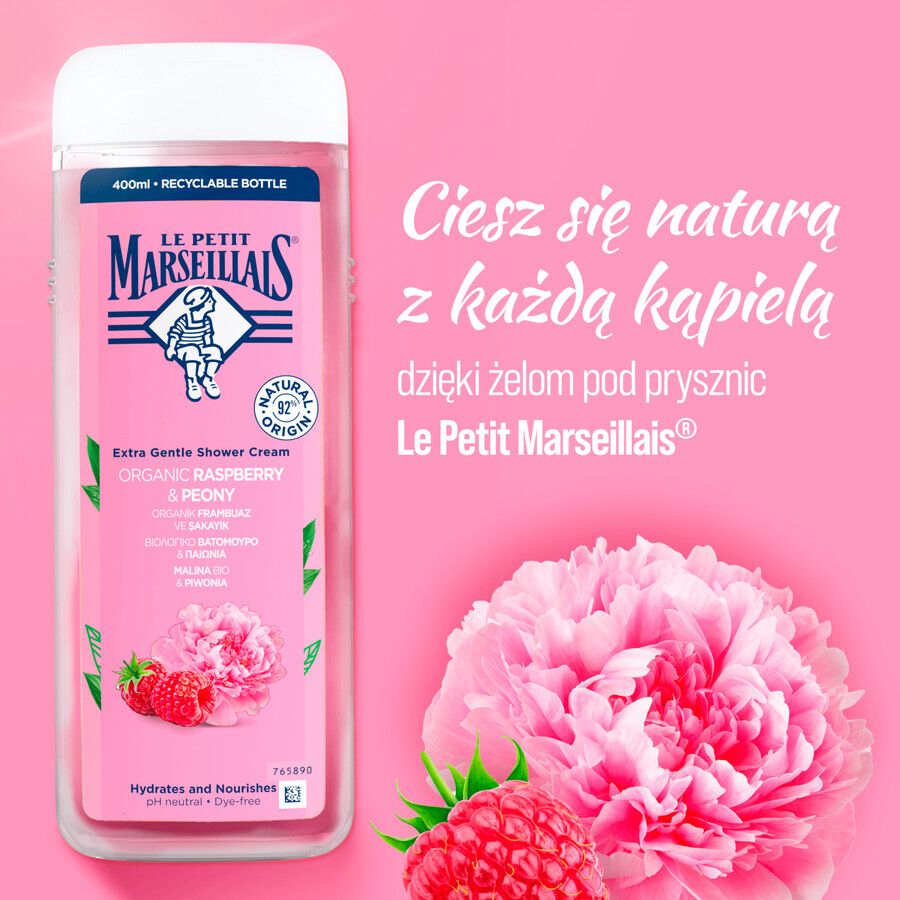 Le Petit Marseillais, gel doccia, lampone e peonia, 400 ml