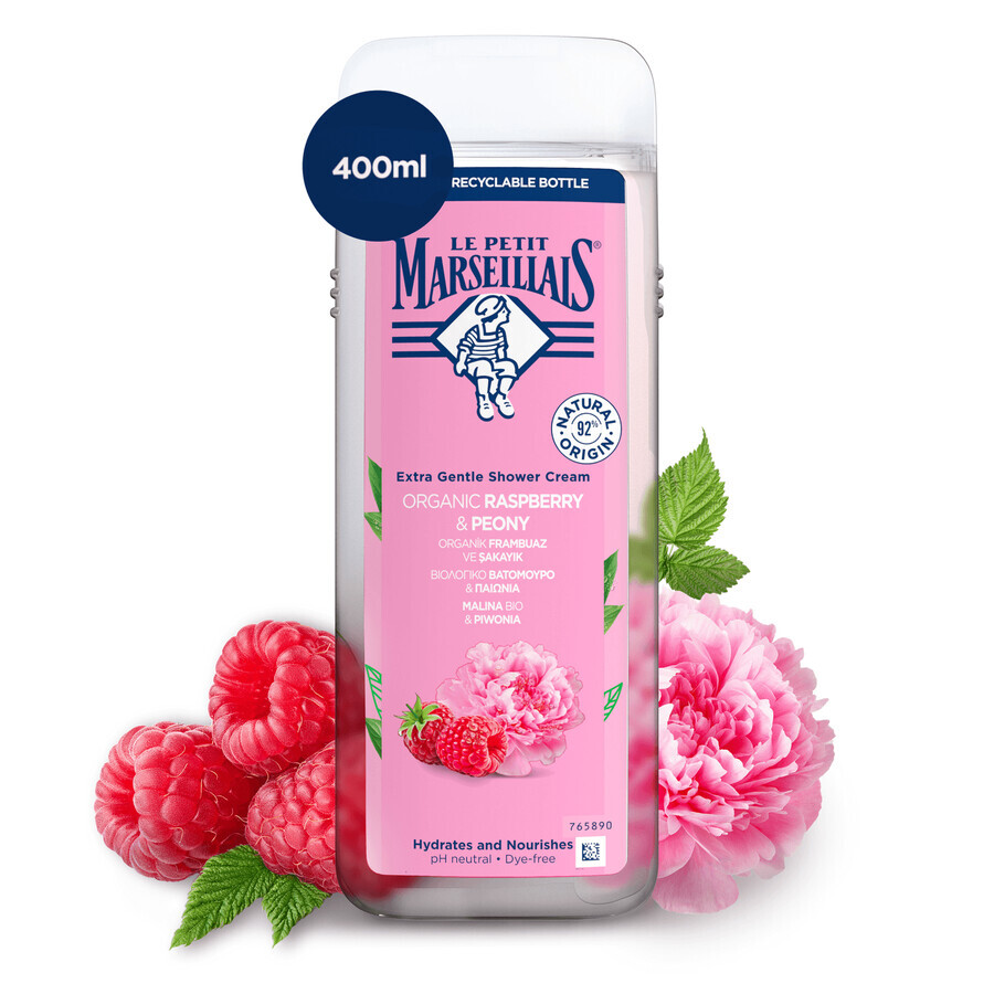 Le Petit Marseillais, gel doccia, lampone e peonia, 400 ml