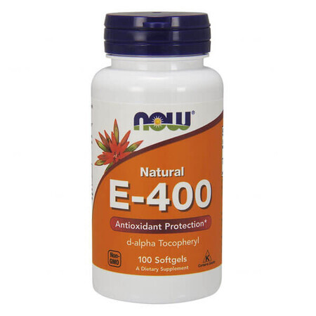 Now Foods Natural E-400, vitamine E, 100 gelcapsules