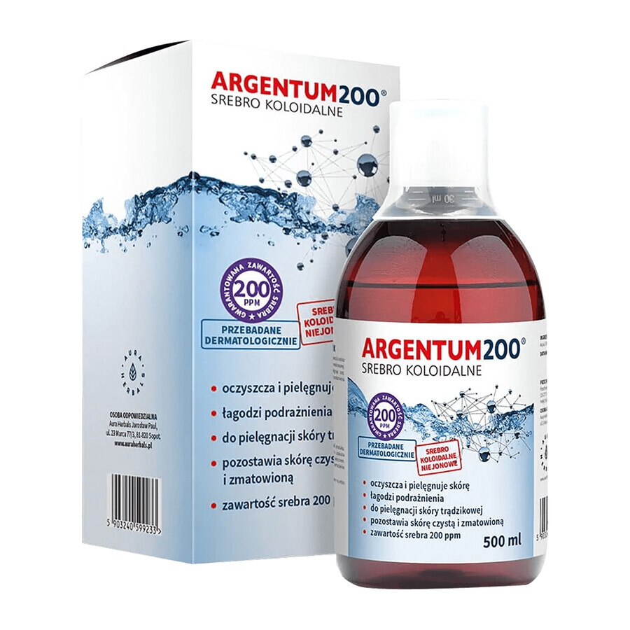 Aura Herbals Argentum 200 Colloïdaal Zilver 200 ppm, tonic, 500 ml