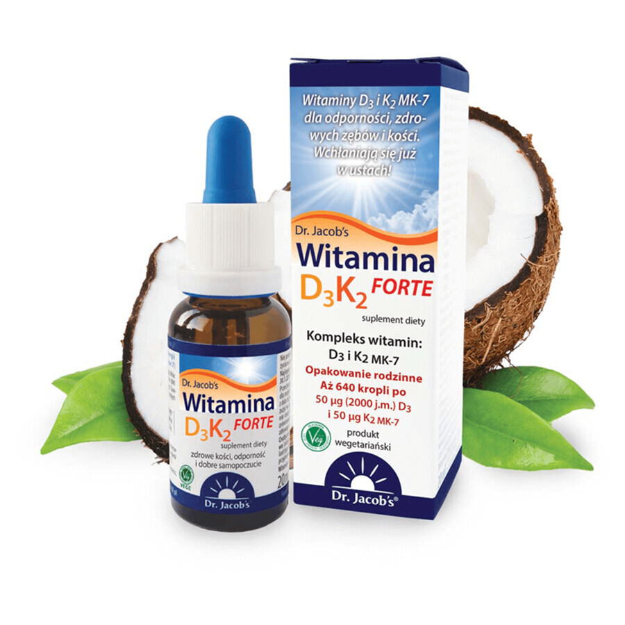 Vitamin D3+K2 Forte, drops, 20 ml, Dr. Jacob's