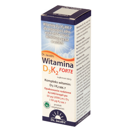 Vitamin D3+K2 Forte, drops, 20 ml, Dr. Jacob's