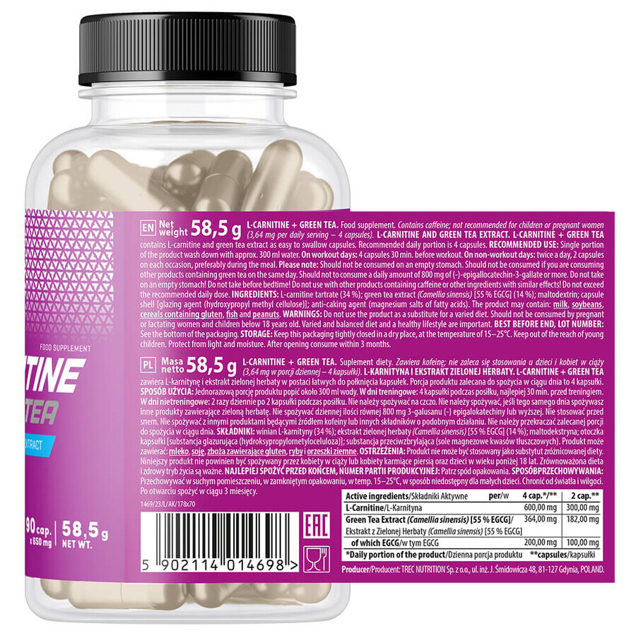 Pass L-Carnitine + green tea, 90 capsules