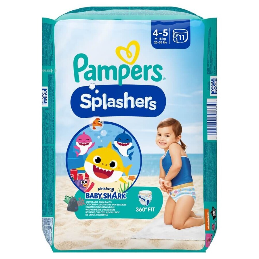 Pampers Splashers, zwemluiers, maat 4-5, 9-15 kg, 11 stuks