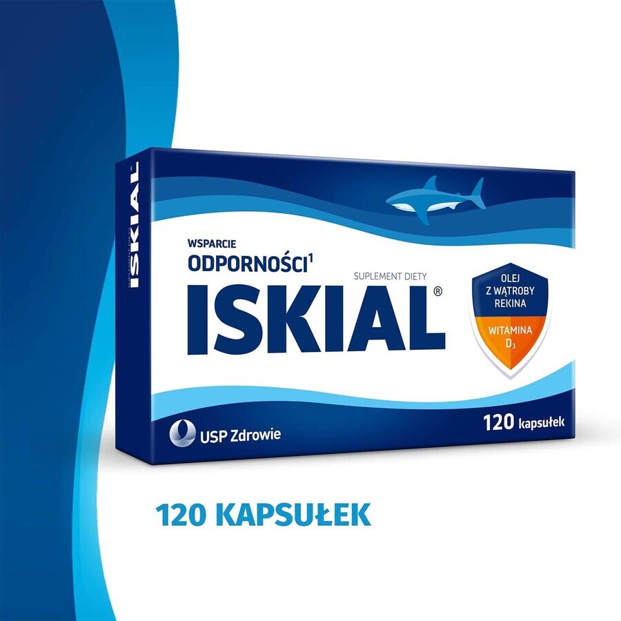 Iskial, haaienleverolie + vitamine D3, 120 capsules