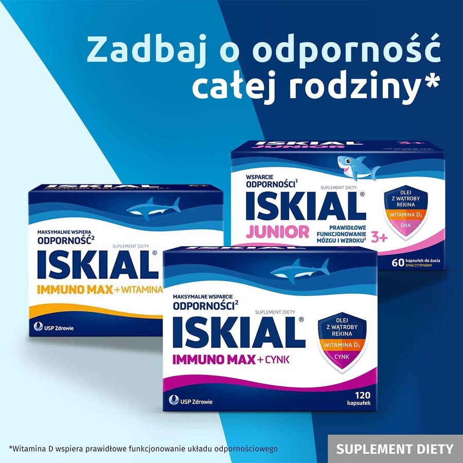 Iskial, haaienleverolie + vitamine D3, 120 capsules