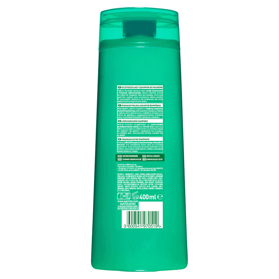 Garnier Fructis Hydra Fresh, shampooing fortifiant pour cheveux gras avec pointes sèches, 400 ml