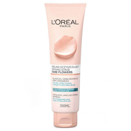 L'Oreal Rare Flowers, gezichtsreinigende scrub met rozen- en lotusextracten, 150 ml