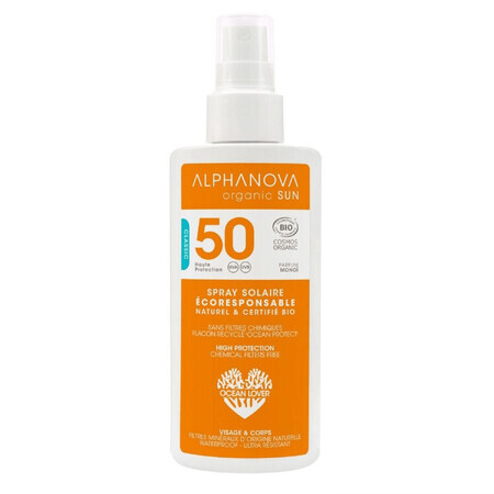 Alphanova Sun Bio, zonnebrandspray, hypoallergeen, SPF 50, 125 g