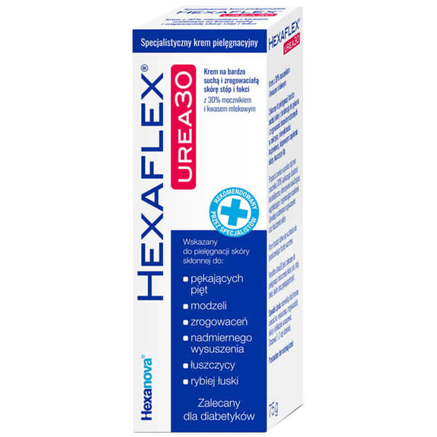 Hexaflex Urea 30, cremă de îngrijire specializată pentru pielea calozită de pe picioare și coate, 75 g