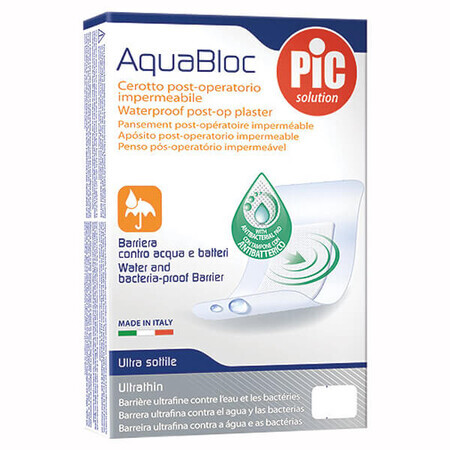 Pic Solution AquaBloc, post-operative plasters, antibacterial, waterproof, 5 cm x 7 cm, 5 pieces