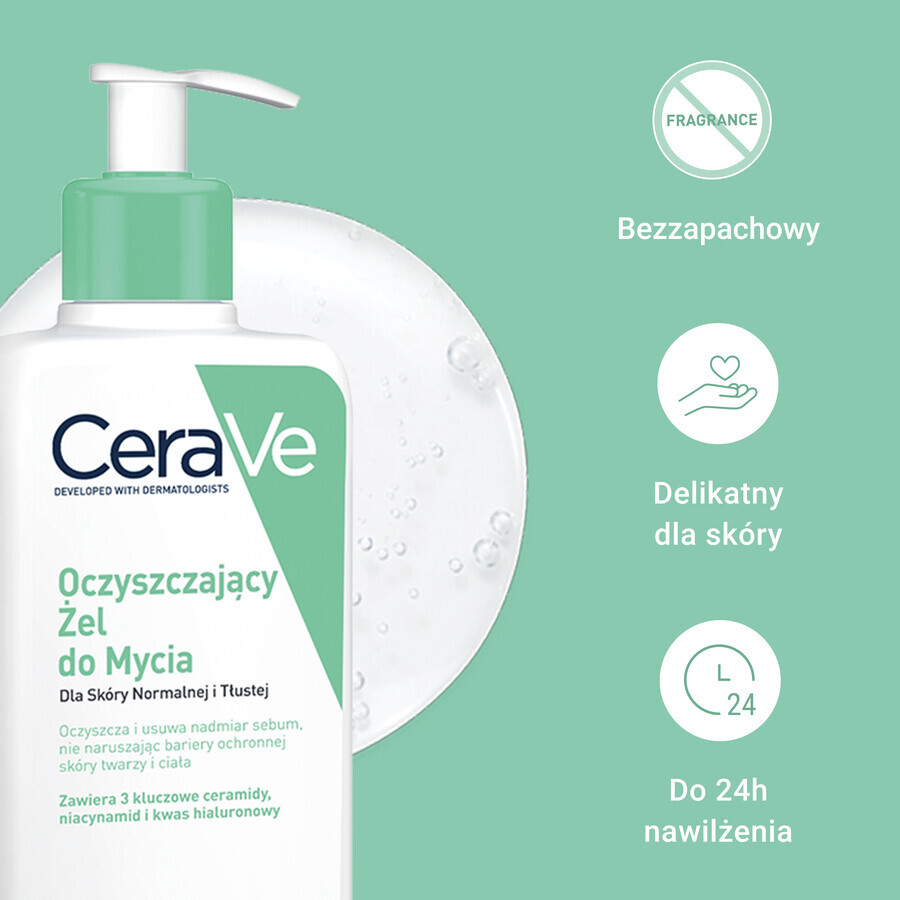 CeraVe, cleansing gel with ceramides, normal and oily skin, 473 ml