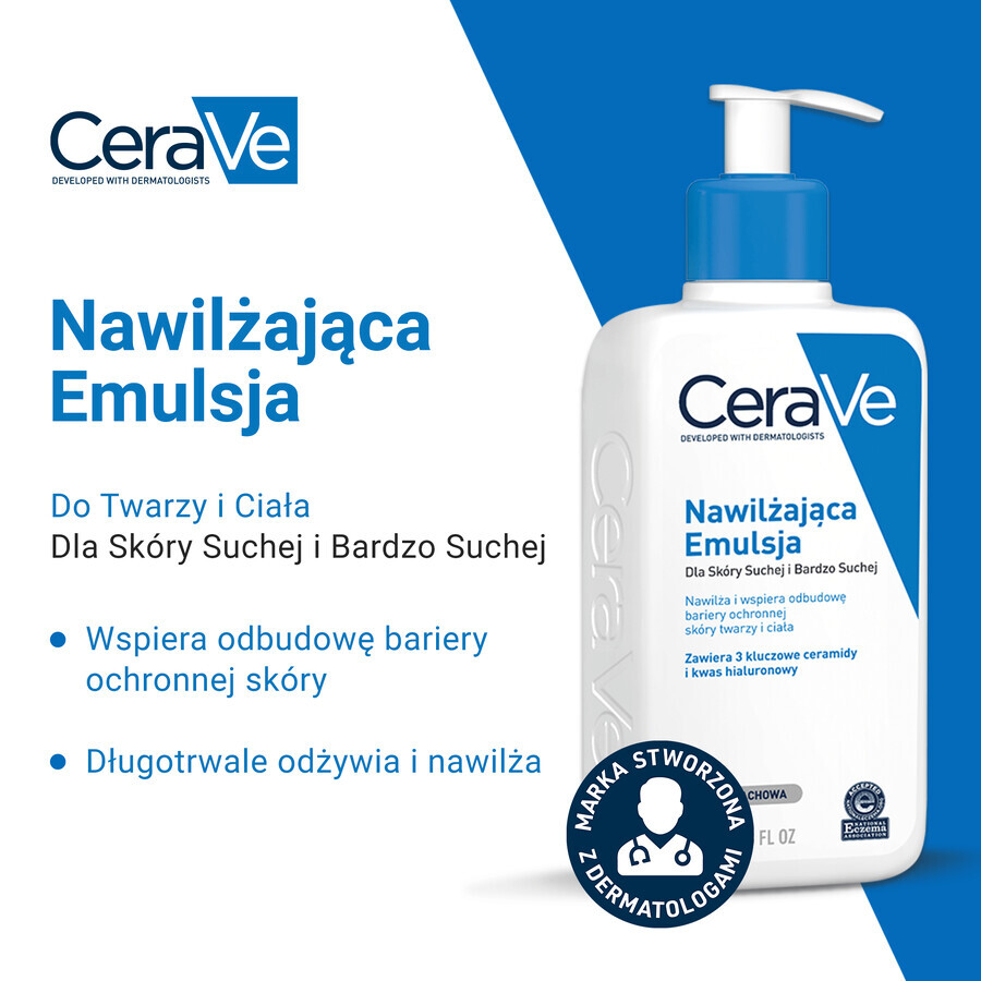 CeraVe, hydraterende emulsie met ceramiden, droge en zeer droge huid, 236 ml