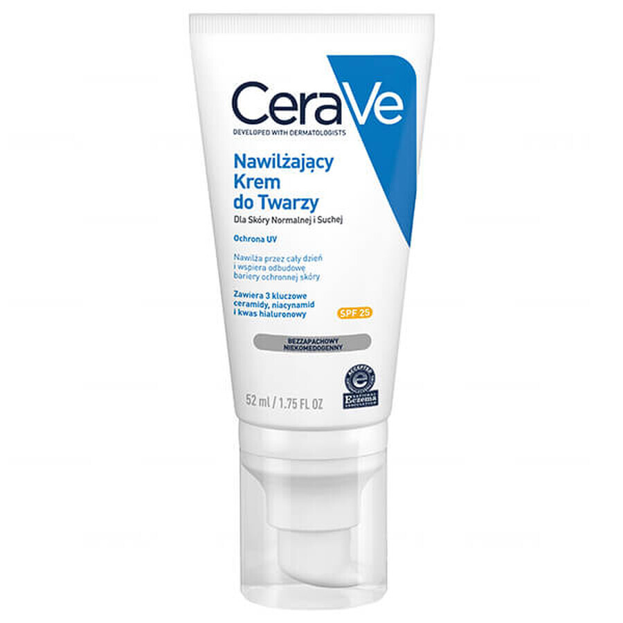 CeraVe, hydraterende gezichtscrème met ceramiden, normale en droge huid, SPF 25, 52 ml