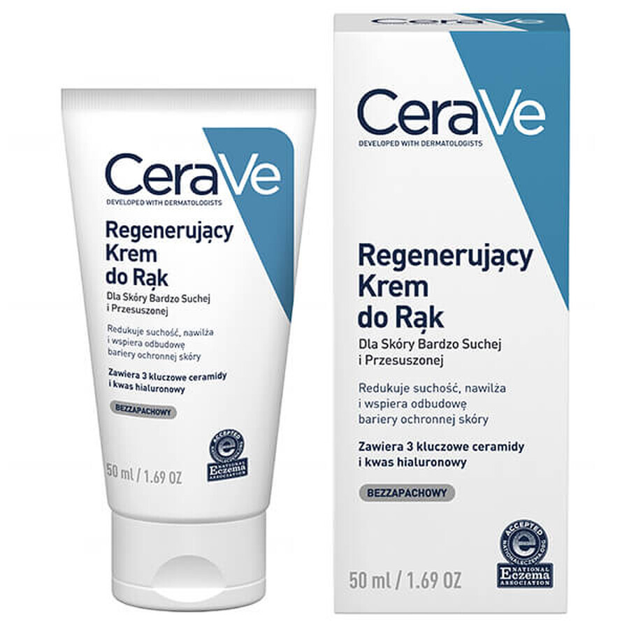 CeraVe, crème régénératrice pour les mains aux céramides, peaux très sèches et déshydratées, 50 ml