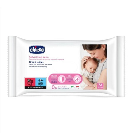 Chicco, lingettes humides pour le soin des seins, 72 pièces