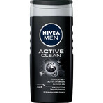 Nivea Men, Gel de ducha 3 en 1 para rostro, cuerpo y cabello, Active Clean, 250 ml