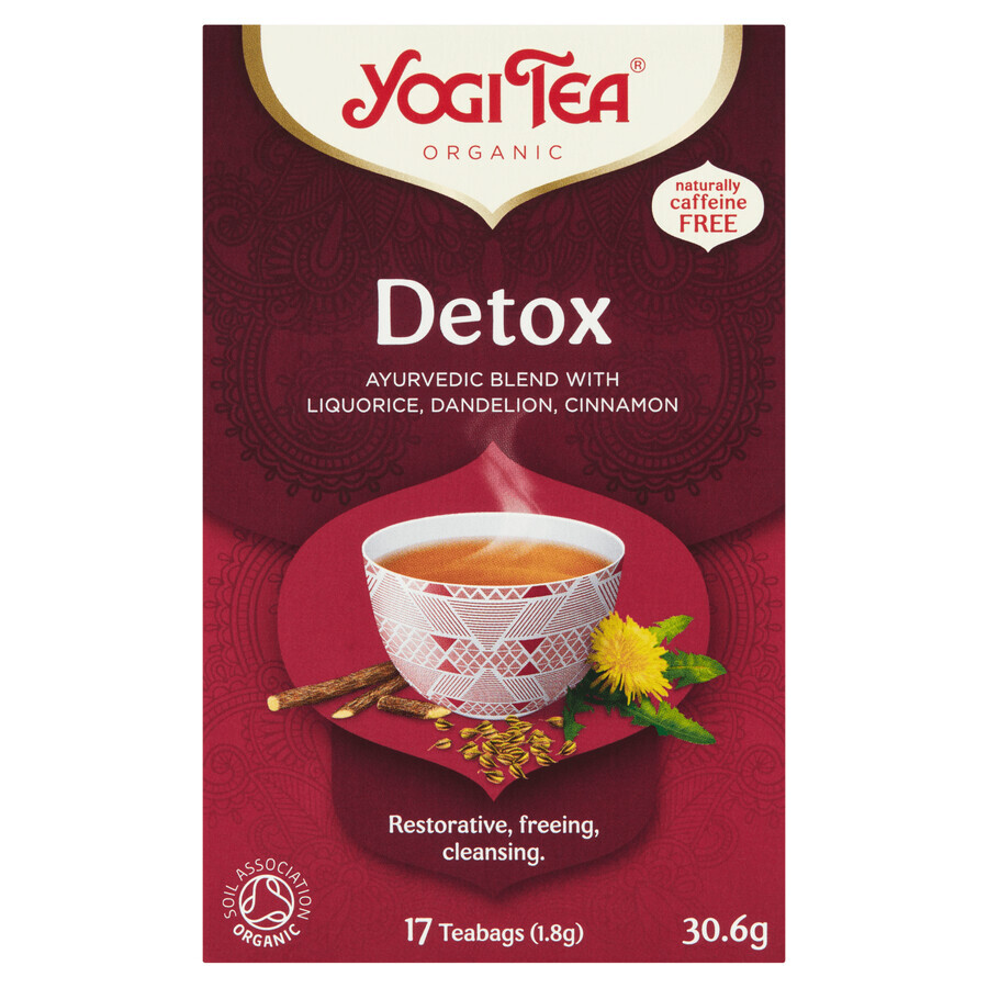 Yogi Tea Detox, ceai de detoxifiere BIO, 1,8 g x 17 pliculețe