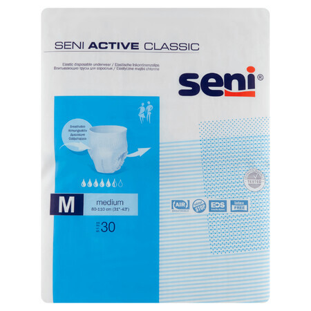 Seni Active Classic, chiloți absorbanți, mediu, 80-110 cm, 30 bucăți