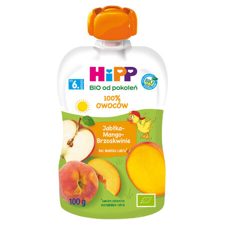 HiPP Bio fruitmousse, appel, mango, perzik, na 6 maanden, 100 g