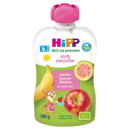 HiPP Bio fruitmousse, appel, guave, banaan, na 6 maanden, 100 g