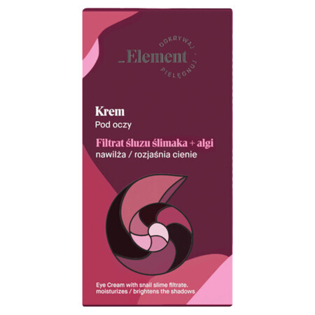 Element, eye cream, snail mucus filter + algae, 30 ml