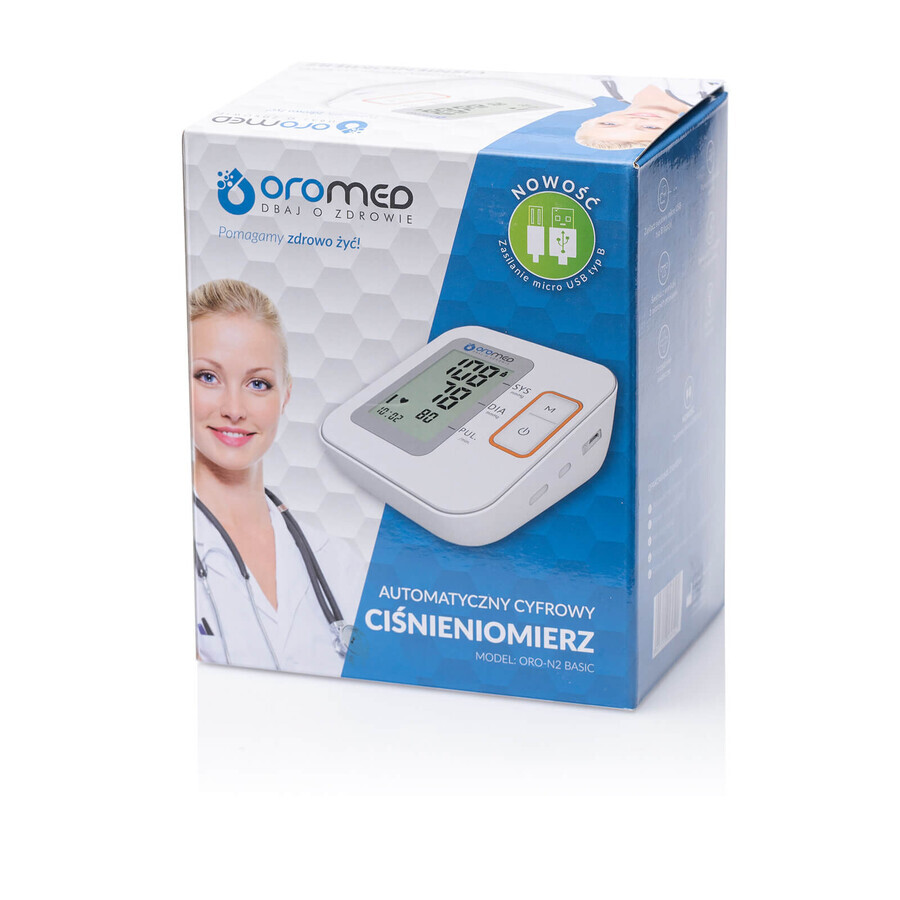 Oromed Oro-N2 Basic, automatische bovenarm bloeddrukmeter met voeding