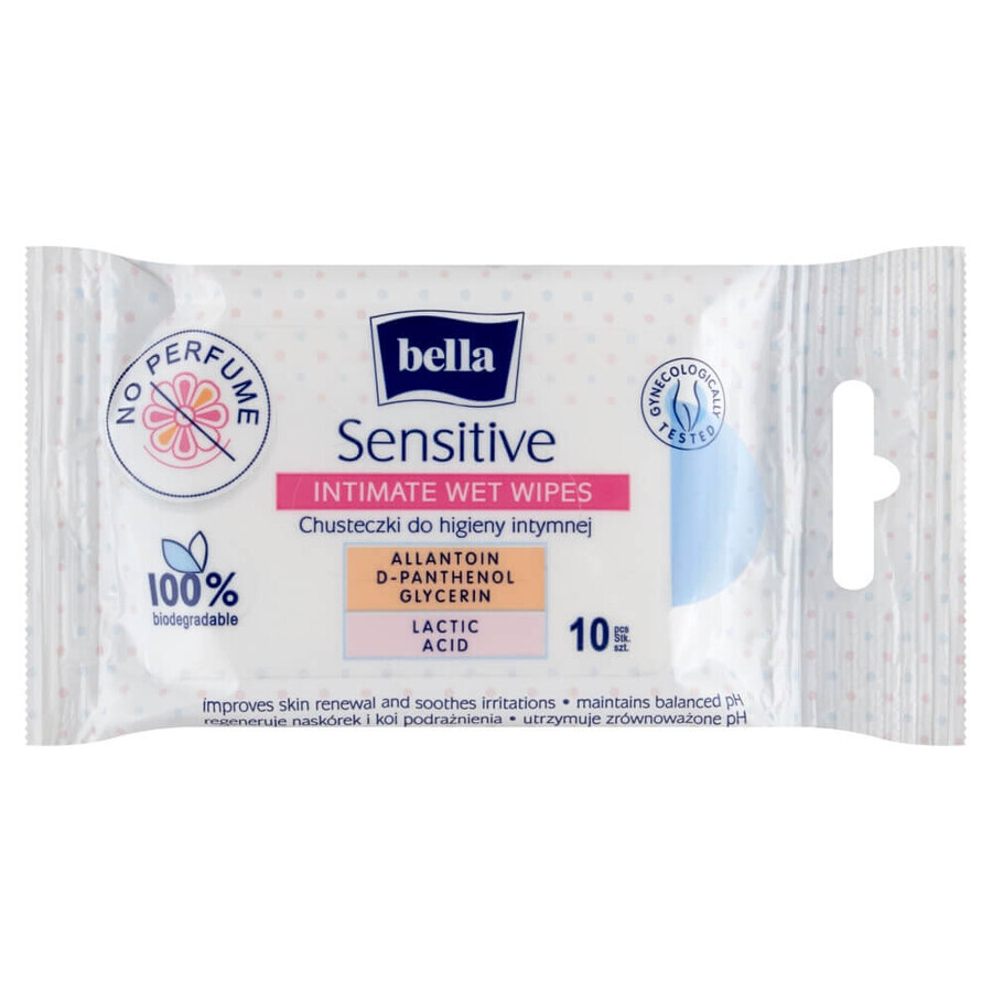 Bella Sensitive, vochtige doekjes voor intieme hygiëne, 10 stuks