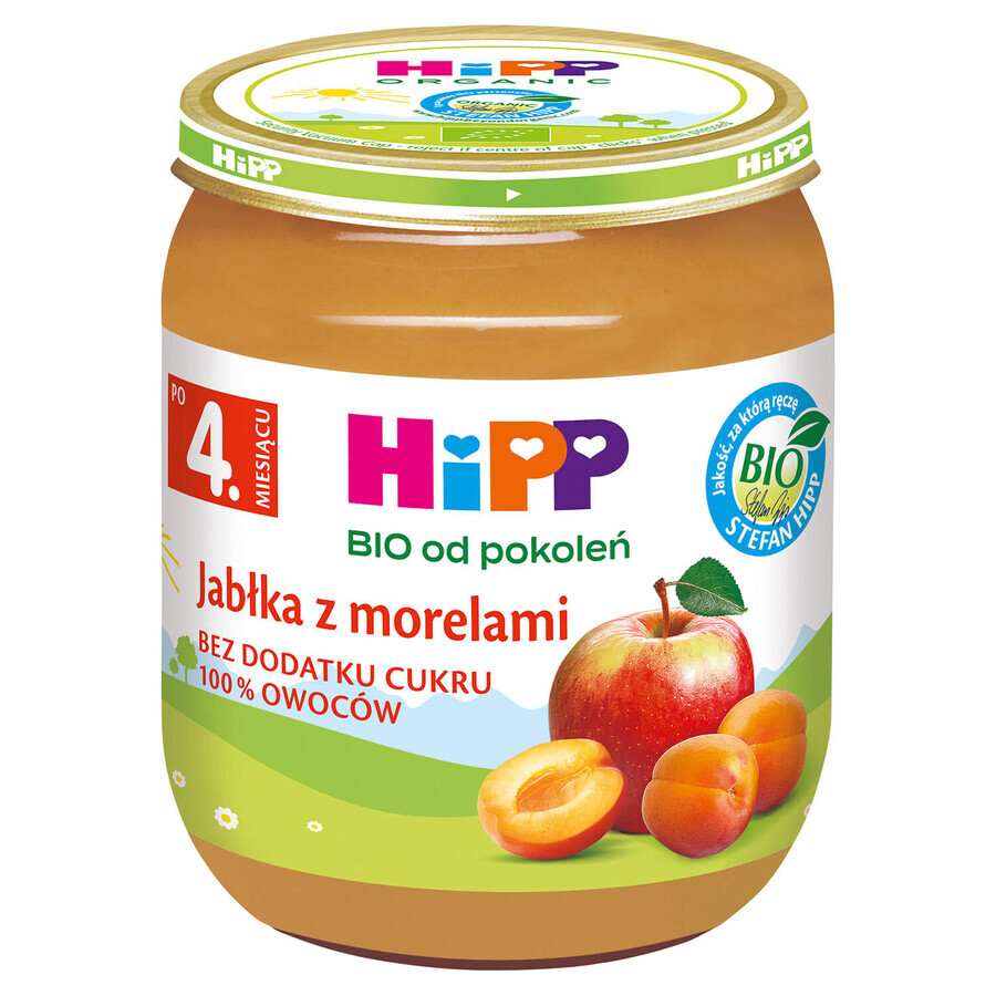 HiPP Owoce Bio, manzanas con albaricoques, después de 4 meses, 125 g