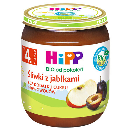 HiPP Owoce Bio, pruimen en appels, na 4 maanden, 125 g