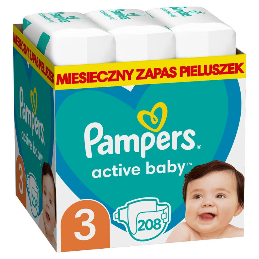 Pampers Active Baby, Windeln, Größe 3, 6-10 kg, 208 Stück