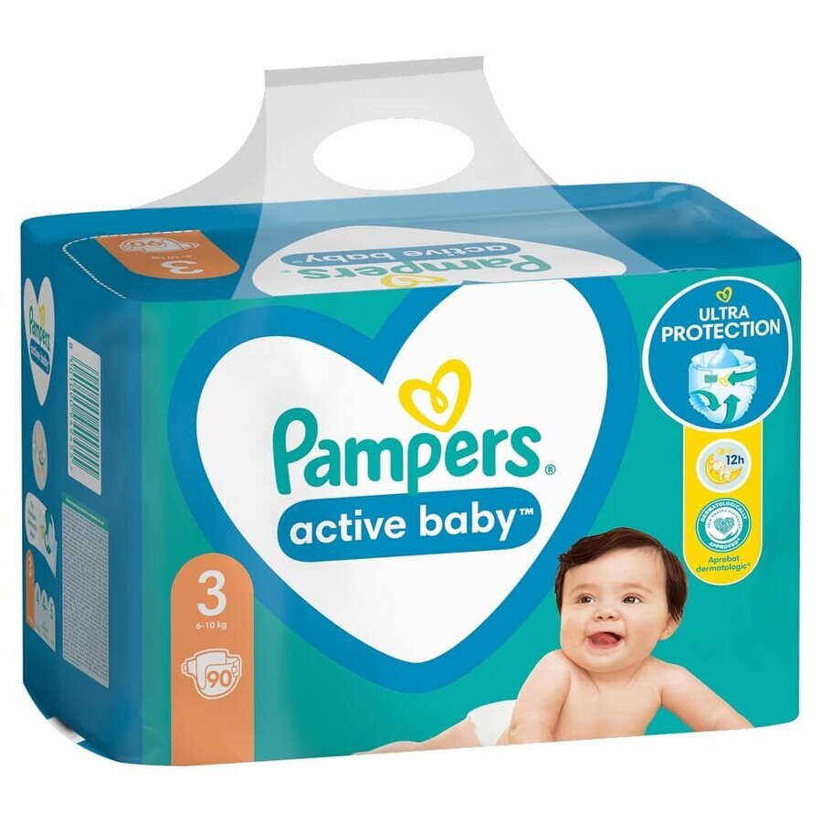 Pampers Active Baby, scutece, mărimea 3, 6-10 kg, 90 buc