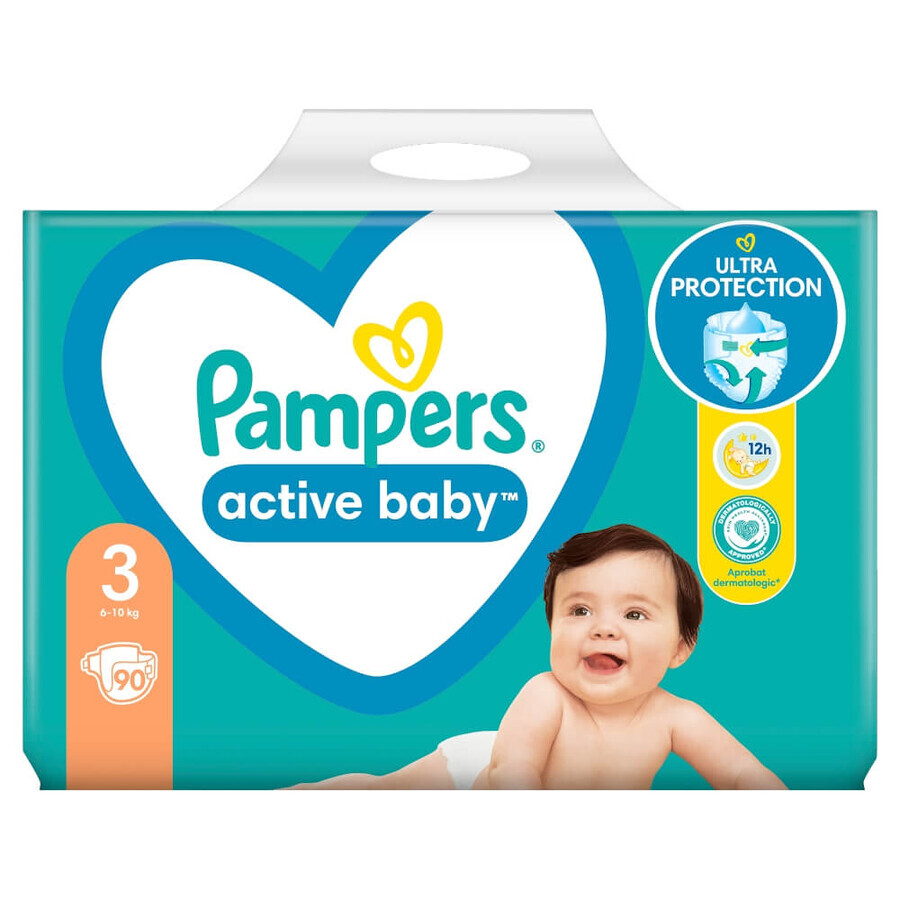 Pampers Active Baby, scutece, mărimea 3, 6-10 kg, 90 buc