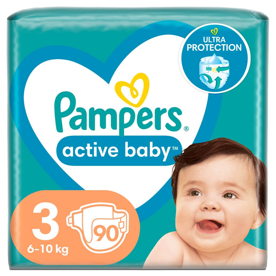 Pampers Active Baby, scutece, mărimea 3, 6-10 kg, 90 buc