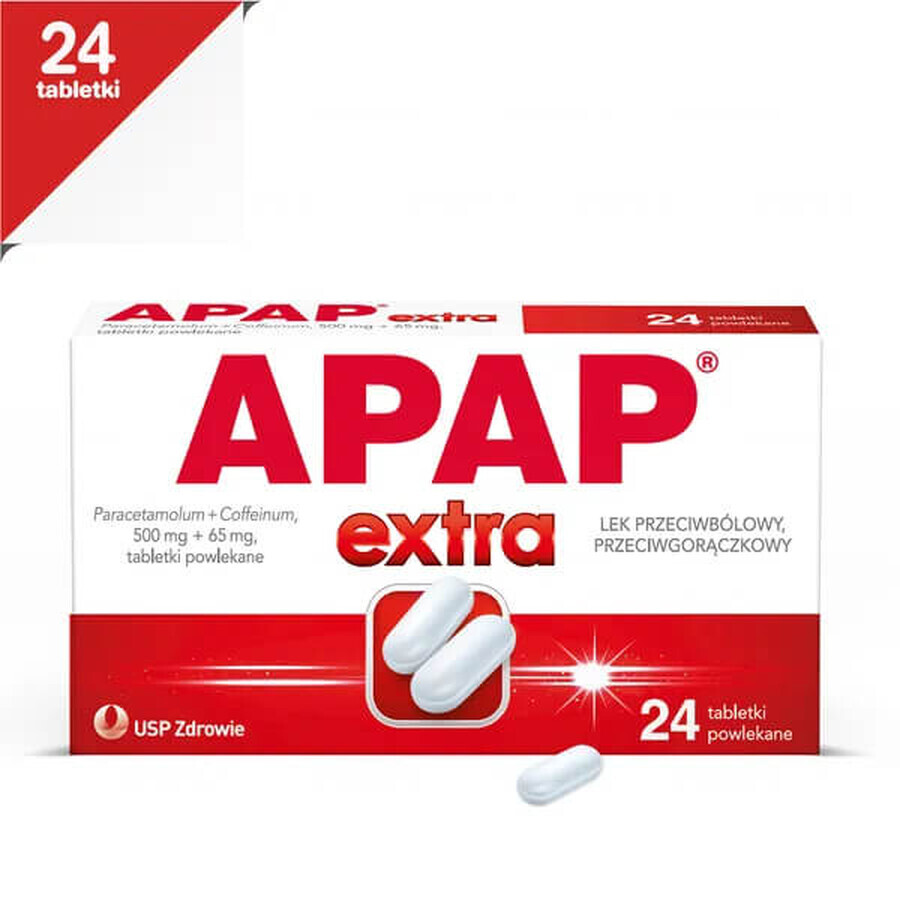 Apap Extra 500 mg + 65 mg, 24 comprimate filmate