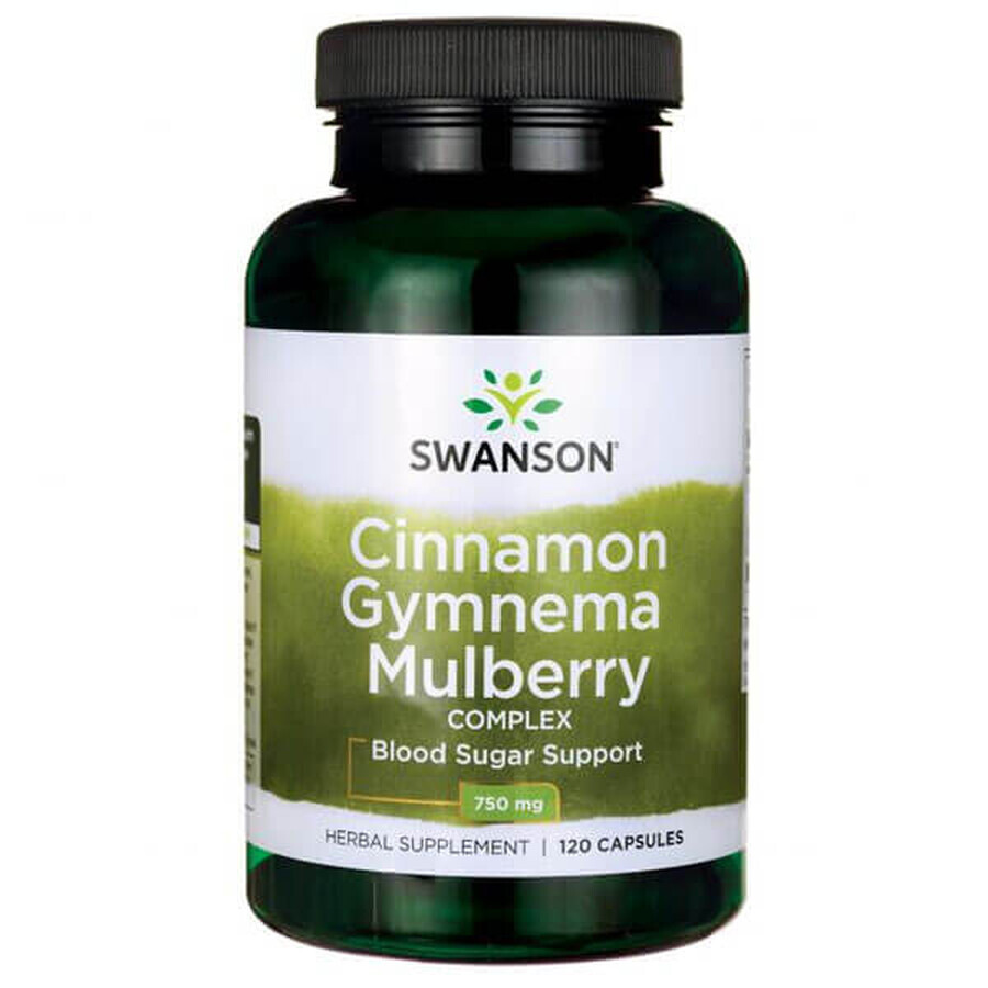 Swanson Kaneel Gymnema Moerbei Complex, kaneel, gymnema en moerbei, 120 capsules