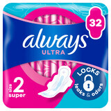 Always Ultra, maandverband met vleugels, maat 2, Super, 32 stuks