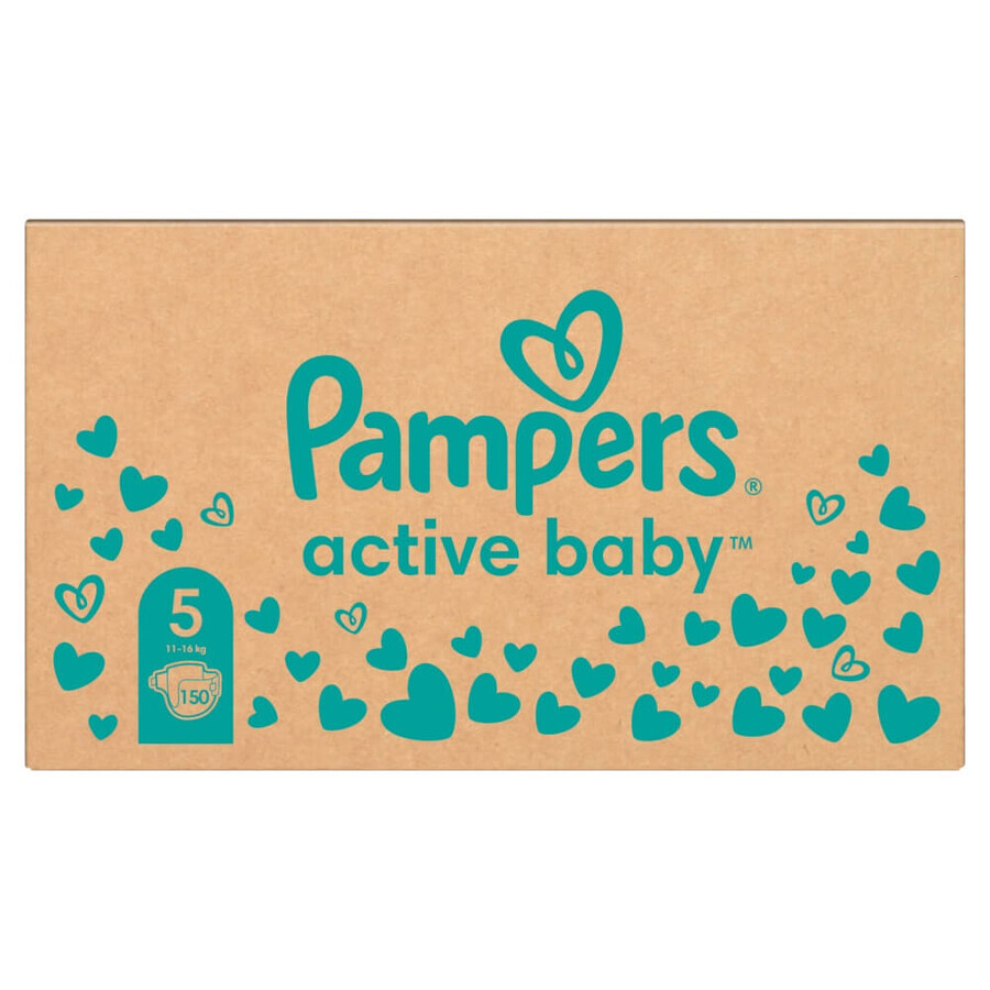 Pampers Active Baby, scutece, mărimea 5, 11-16 kg, 150 buc