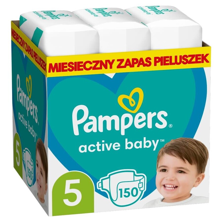 Pampers Active Baby, scutece, mărimea 5, 11-16 kg, 150 buc