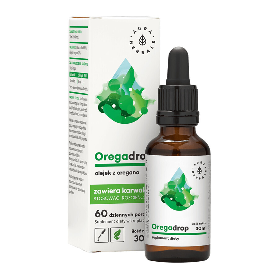 Aura Herbals Oregadrop, oil of oregano, drops, 30 ml