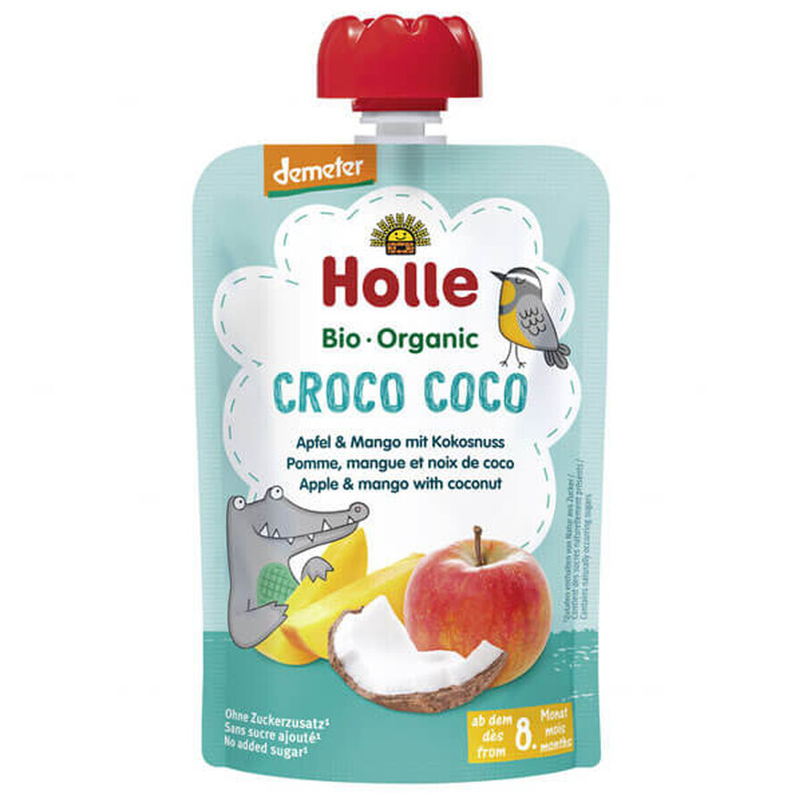 Holle, Fruitmousse in een tube Croco Coco, appel, mango, kokosnoot BIO, na 8 maanden, 100 g