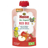 Holle, mousse di frutta in tubetto Red Bee, mela, fragola BIO, dopo 8 mesi, 100 g