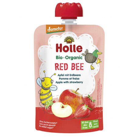 Holle, Red Bee tube fruitmousse, appel, aardbei BIO, na 8 maanden, 100 g