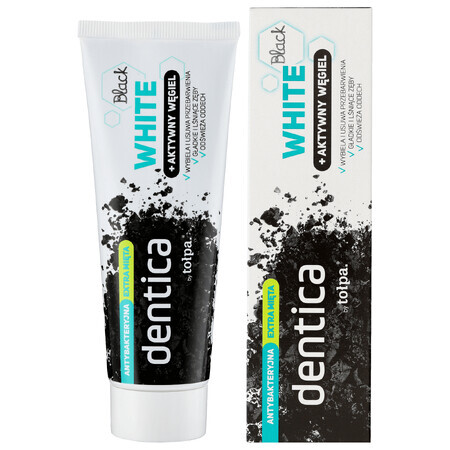 Dentica, tandpasta met actieve kool, Black White, 75 ml